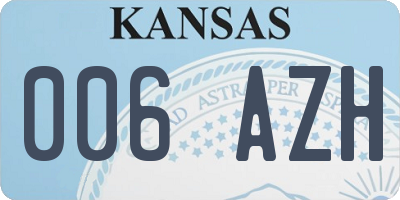 KS license plate 006AZH