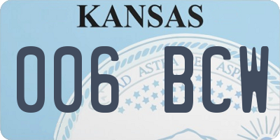KS license plate 006BCW