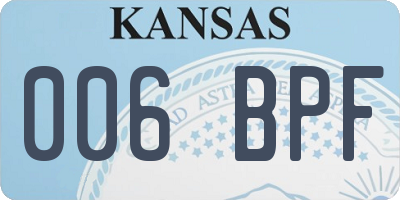 KS license plate 006BPF