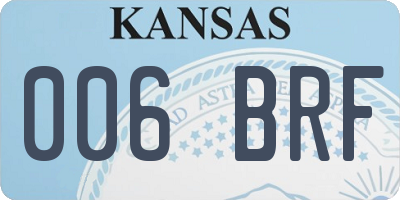 KS license plate 006BRF