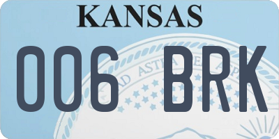 KS license plate 006BRK