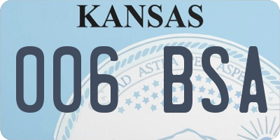 KS license plate 006BSA