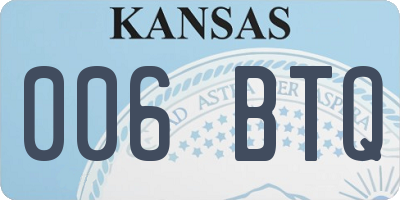 KS license plate 006BTQ