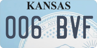KS license plate 006BVF
