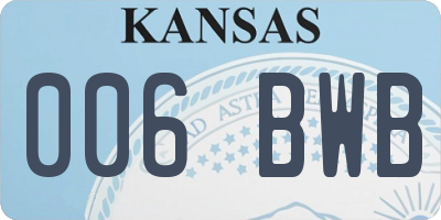 KS license plate 006BWB