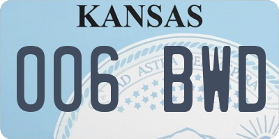 KS license plate 006BWD