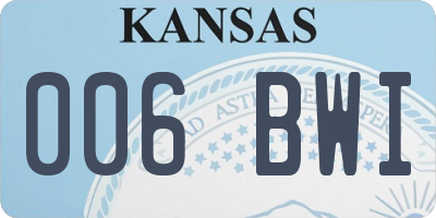KS license plate 006BWI