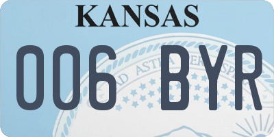 KS license plate 006BYR