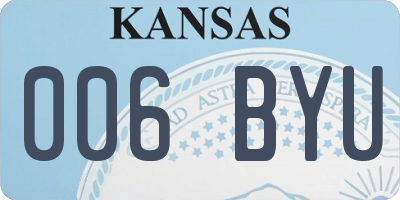 KS license plate 006BYU
