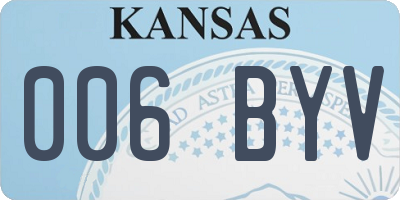KS license plate 006BYV