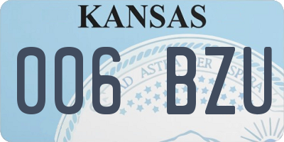 KS license plate 006BZU