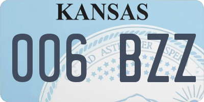 KS license plate 006BZZ