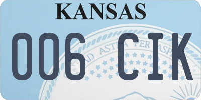 KS license plate 006CIK