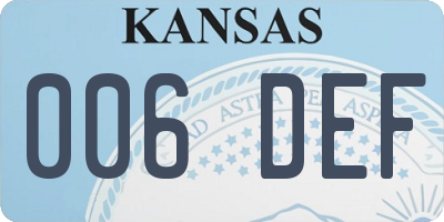 KS license plate 006DEF