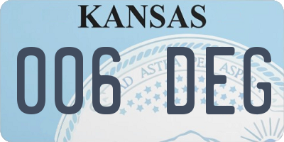 KS license plate 006DEG