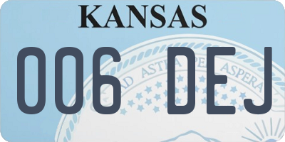 KS license plate 006DEJ