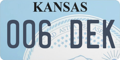 KS license plate 006DEK