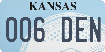 KS license plate 006DEN