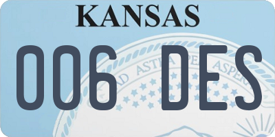 KS license plate 006DES