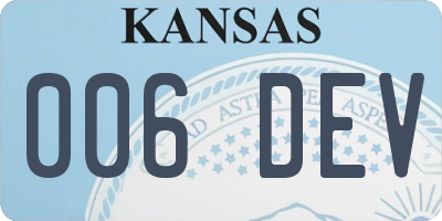 KS license plate 006DEV