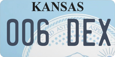 KS license plate 006DEX