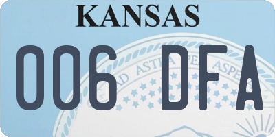 KS license plate 006DFA