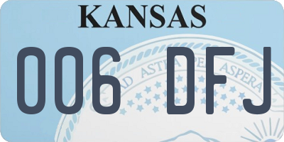 KS license plate 006DFJ