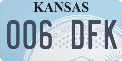 KS license plate 006DFK