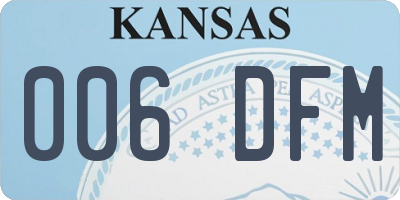 KS license plate 006DFM
