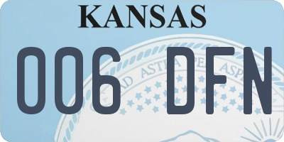 KS license plate 006DFN