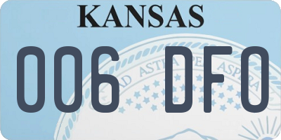 KS license plate 006DFO