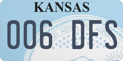 KS license plate 006DFS