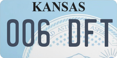 KS license plate 006DFT