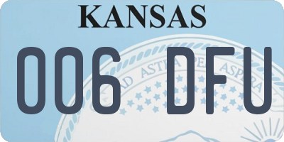 KS license plate 006DFU