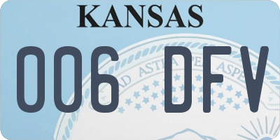 KS license plate 006DFV