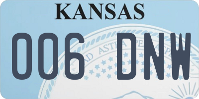 KS license plate 006DNW
