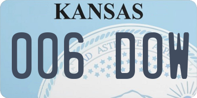 KS license plate 006DOW