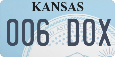 KS license plate 006DOX