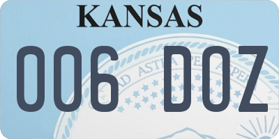 KS license plate 006DOZ