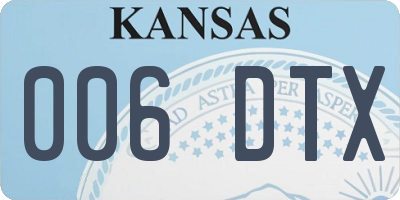 KS license plate 006DTX