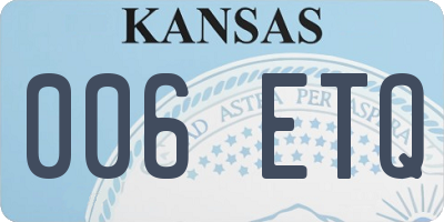 KS license plate 006ETQ