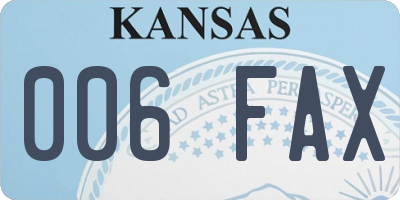 KS license plate 006FAX