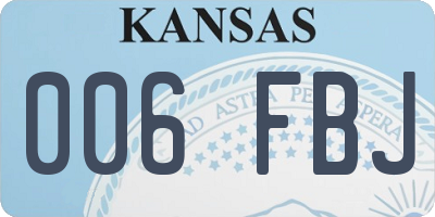KS license plate 006FBJ