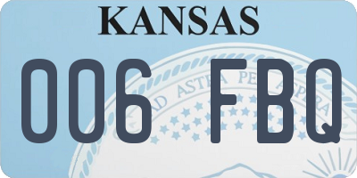 KS license plate 006FBQ