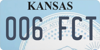 KS license plate 006FCT