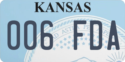 KS license plate 006FDA