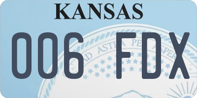 KS license plate 006FDX
