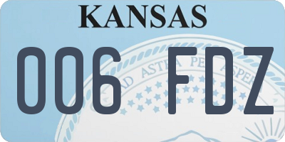 KS license plate 006FDZ