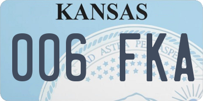 KS license plate 006FKA