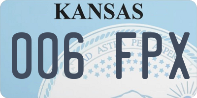 KS license plate 006FPX